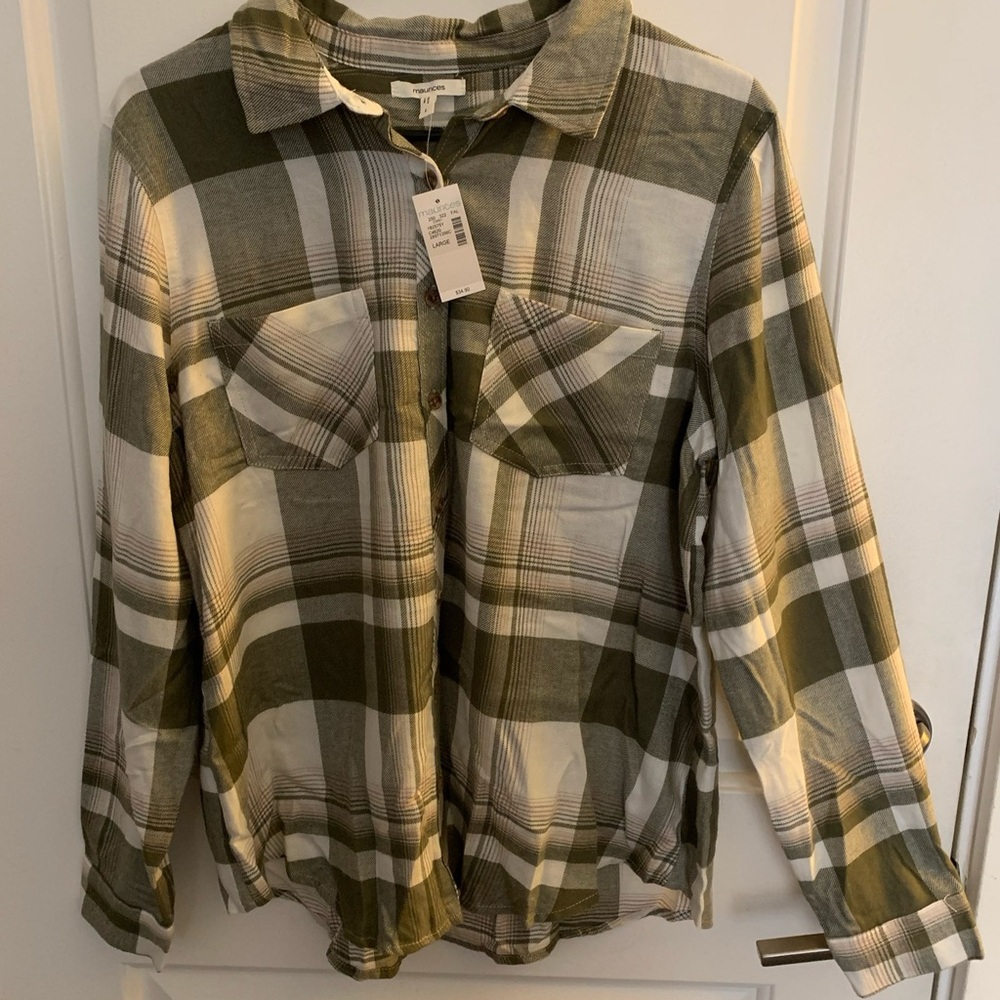 Maurices Green Plaid Button Down Shirt